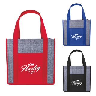 Laminated Heathered Non-Woven Grocery Tote Bags