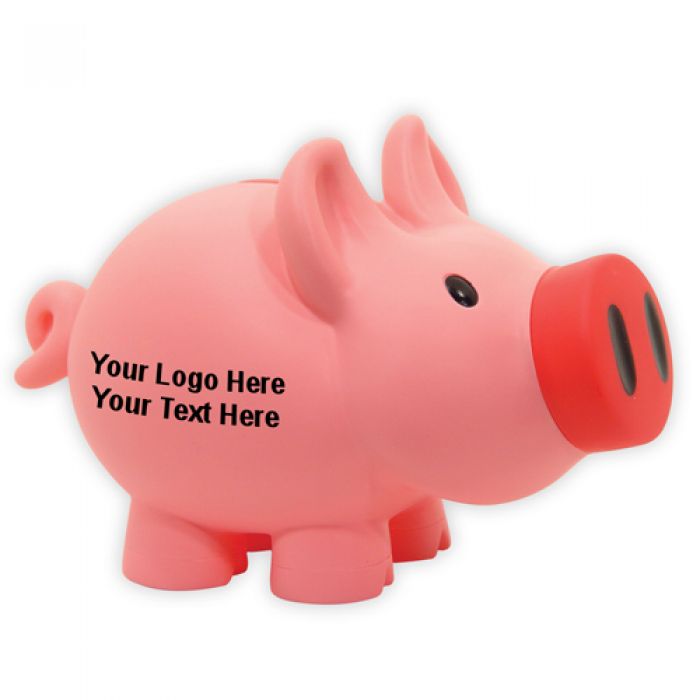 Custom Printed Jumbo Piggy Banks - Pink