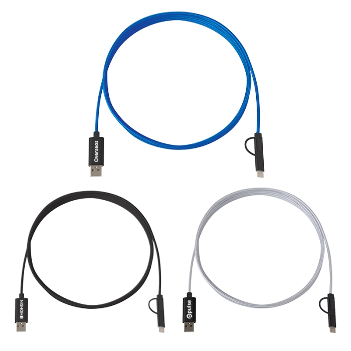 Promotional 3-In-1 10 Ft Braided Charging Cables