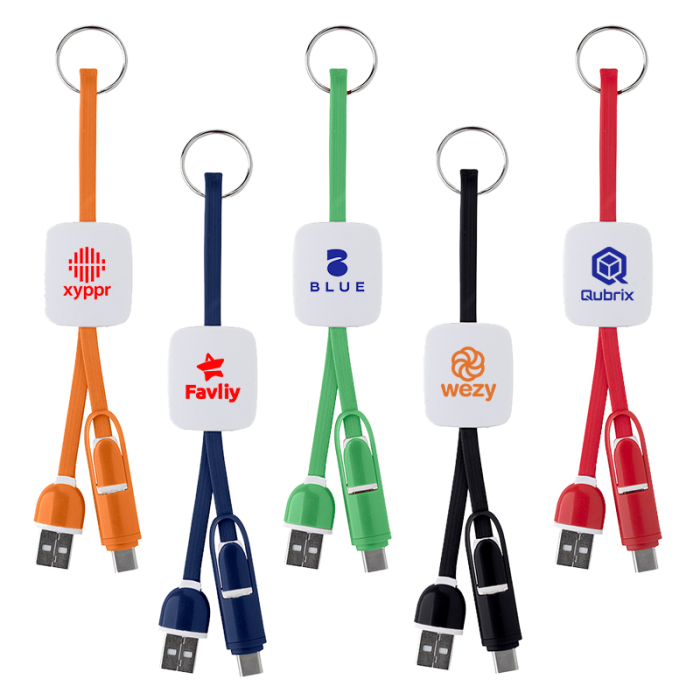 Promotional Slide Charging Cables On Key Rings