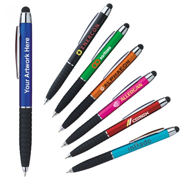 Custom Printed Metallic Cool Grip Stylus Pen with 7 Colors