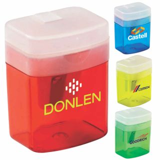 Translucent Pencil Sharpener with Flip-Top Lids