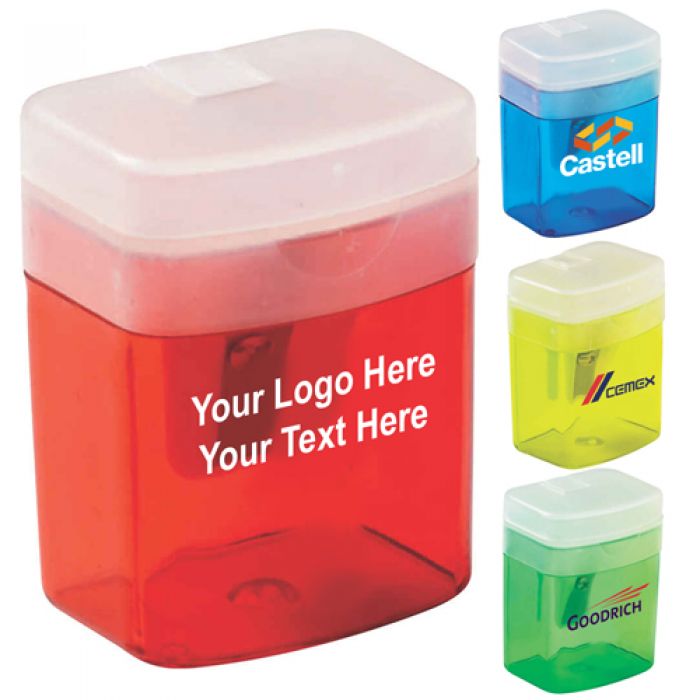 Custom Translucent Pencil Sharpener with Flip-Top Lids