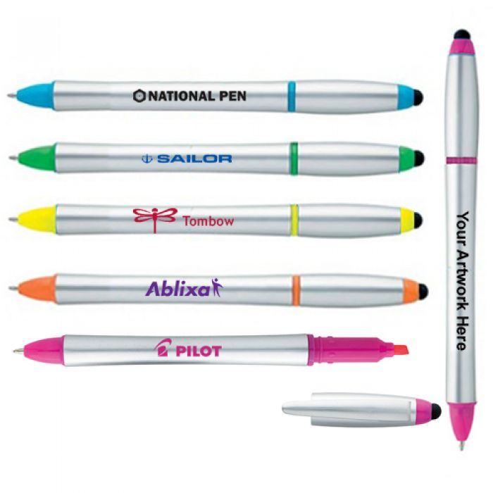 Promotional Logo Stylus Highlighter / Pen with 5 Colors