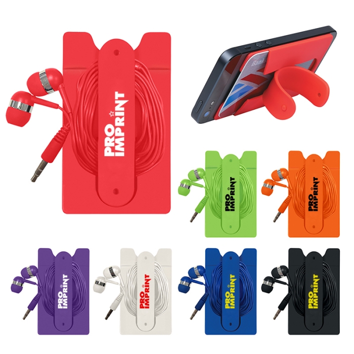 Custom Printed Phone Wallet With Earbuds