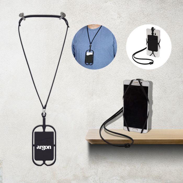 Promotional Silicone Lanyard with Phone Holder and Wallet