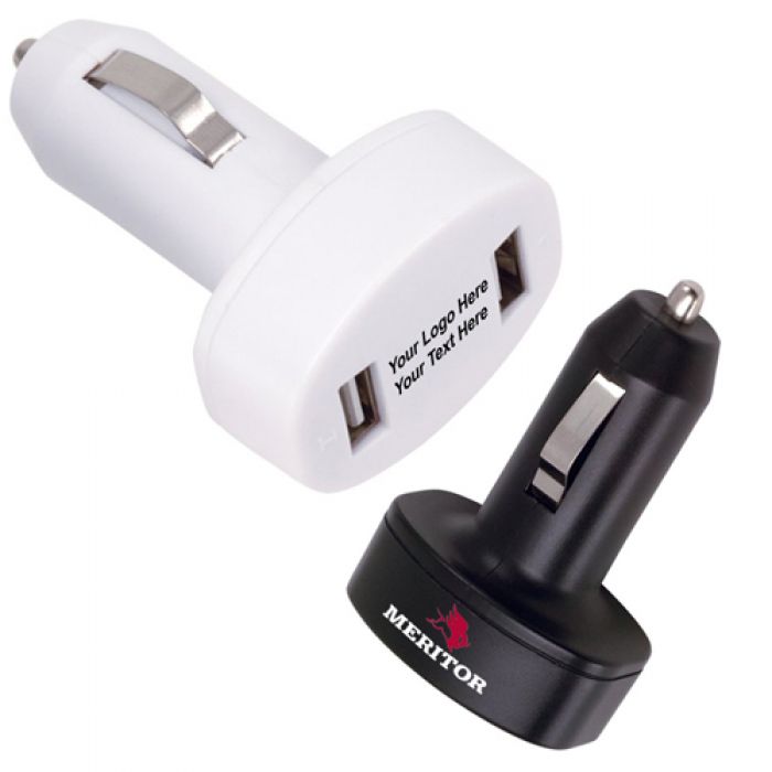 Customized Dual USB Car Charger - 2 Colors
