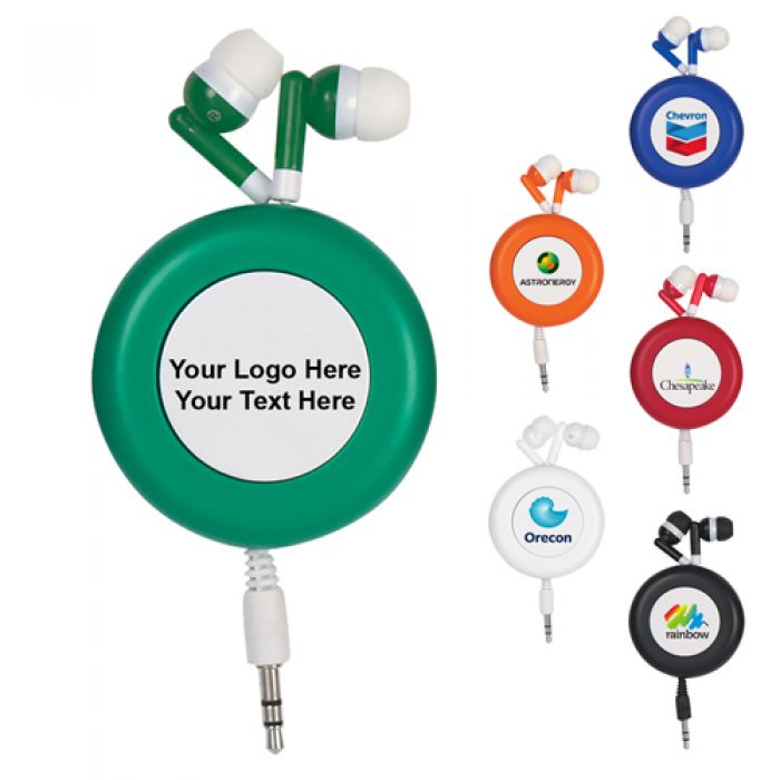 Promotional Retro Retractable Ear Buds with 6 Colors