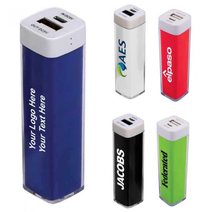 Custom Imprinted Plastic Power Banks-2200 mAh