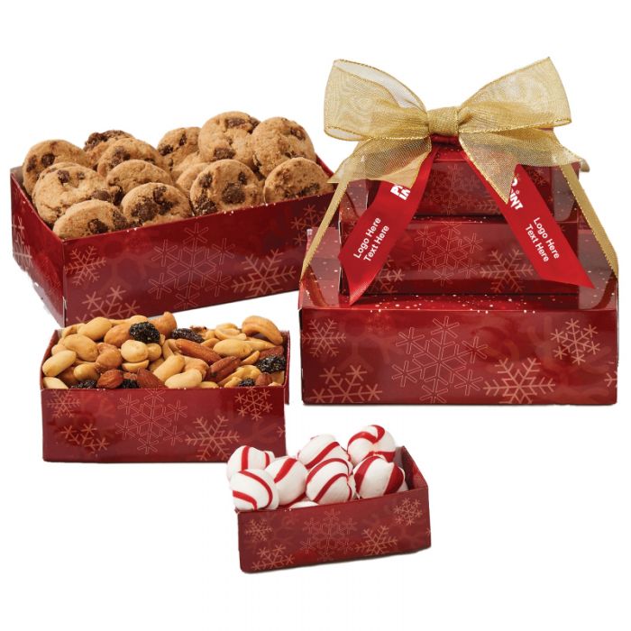Custom Imprinted Red Snowflake Three-Tier Towers