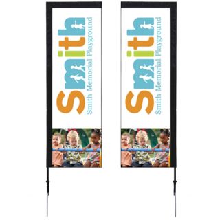7' Rectangle Double Sided Sign Kit with Spike...