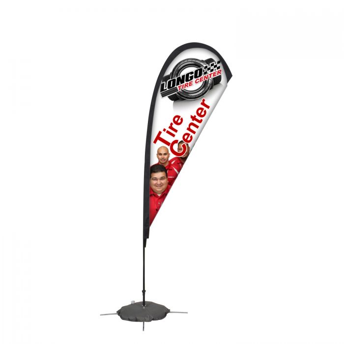 8' Personalized Single Sided Tear Drop Sail Sign Kit with Scissor Base