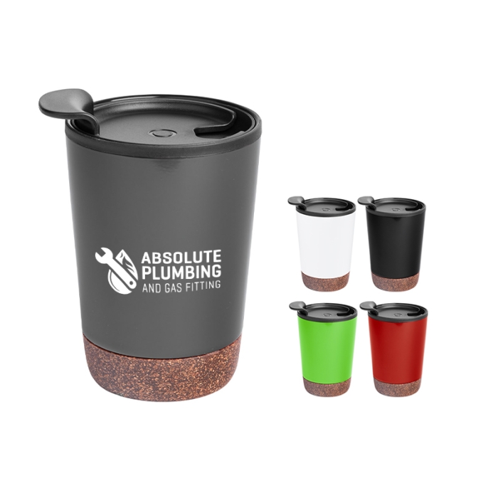 10 Oz Promotional Stainless Steel Zoe Tumblers with Cork Base