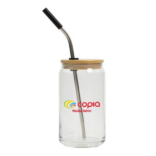 16 Oz Full Color Can Glasses with Bamboo Lid