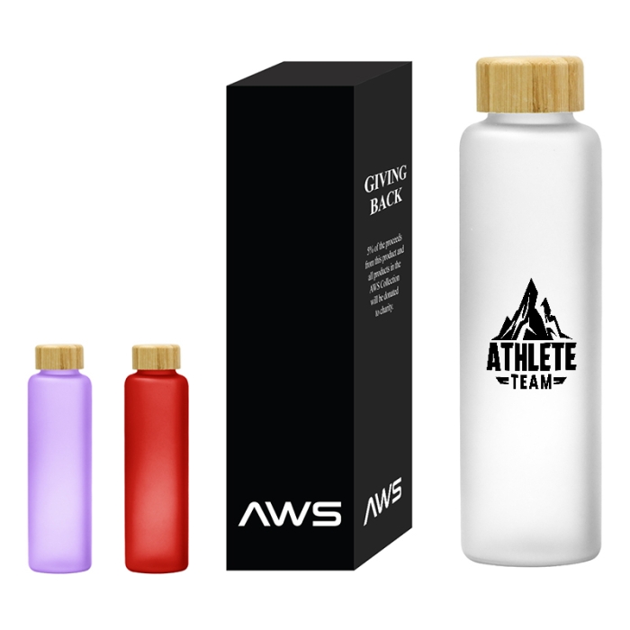 Custom 20 Oz AWS Belle Glass Bottles with Bamboo Lid