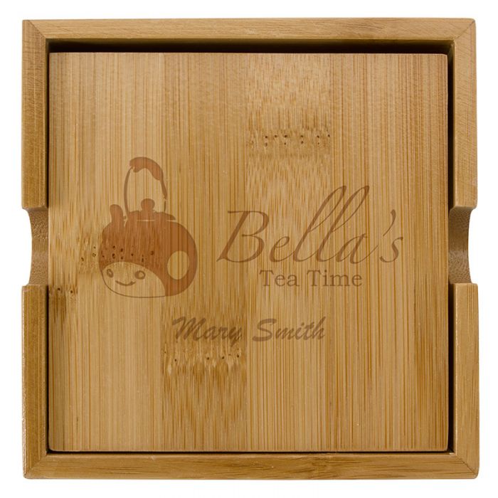 Custom Printed Bamboo Coaster Sets