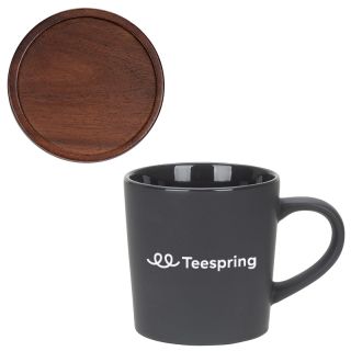 Printed Circo 16 Ounce Ceramic Mugs with Wooden Lids