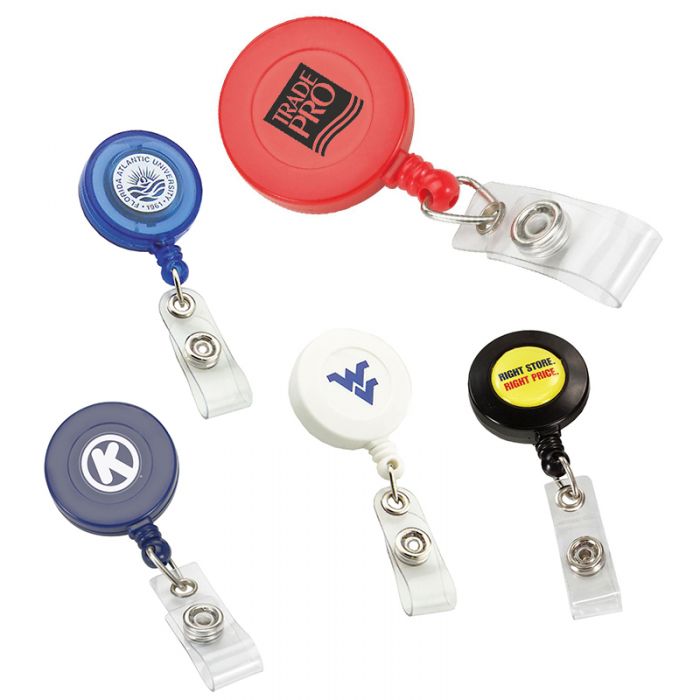 Customized Round Retractable Badge Reel with Bulldog Clips