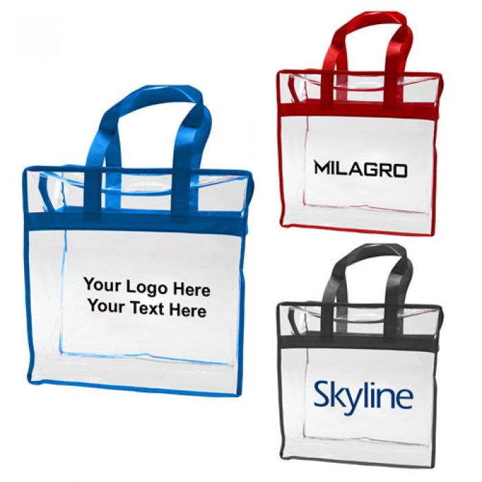 Custom Printed Clear PVC Zipper Tote Bags