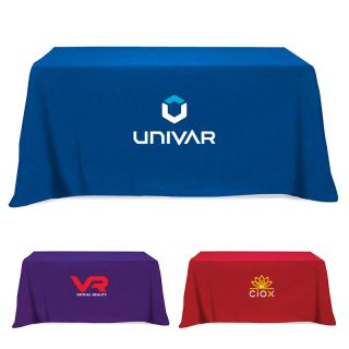 Printed Fitted Flat Poly-Cotton 3 Sided Table Covers -...