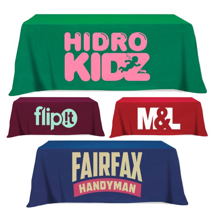 Logo Imprinted 4-Sided Flat Table Covers