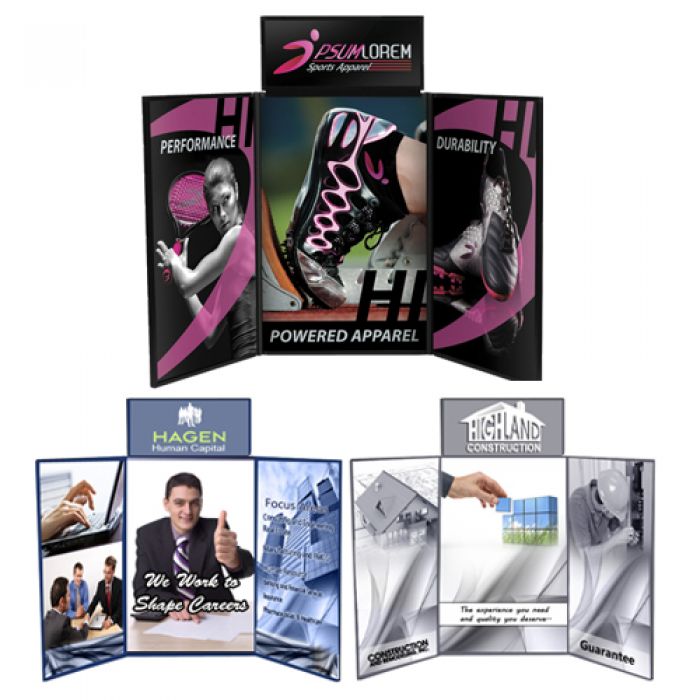 4.5' Promotional Tri Fold Table Top Displays with Fast Trak Graphics