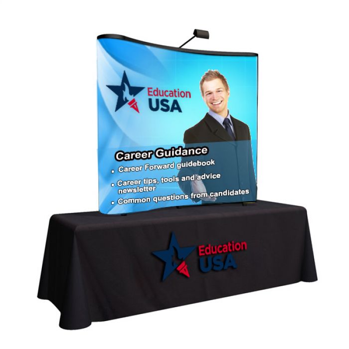 6' Promotional Arise Curved Table Top Kit with Full Mural Graphic Panel