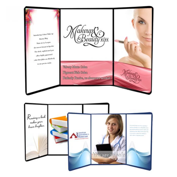 6' Promotional Logo Tabletop Tri Fold Displays with Dynamo Trifecta Graphics