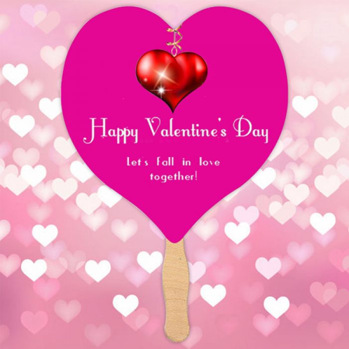 Custom Imprinted Handheld Heart Shaped Fans