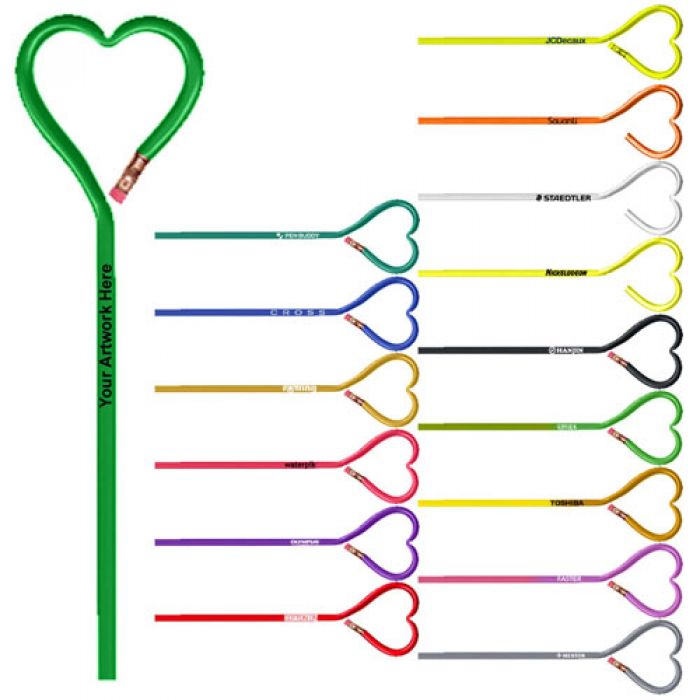 Custom Printed Royal Heart Shaped Pencils