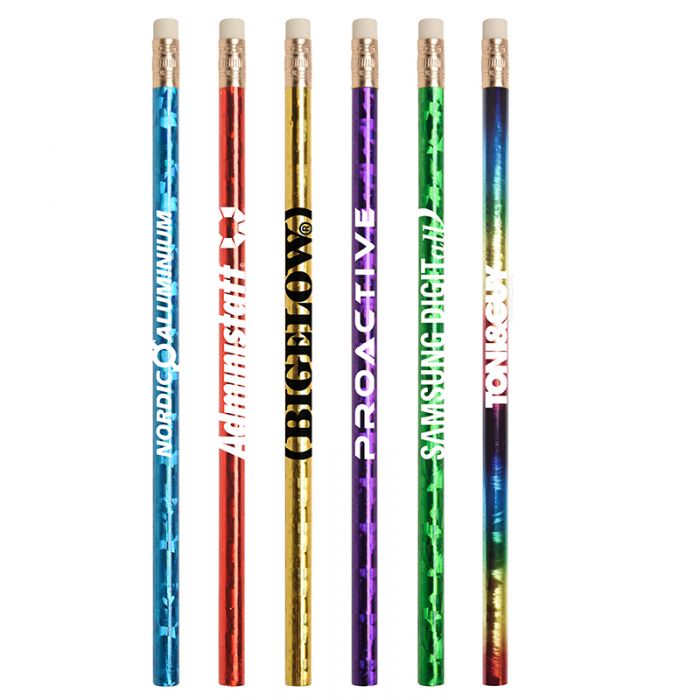 Custom Jo-Bee Prismatic Foil Wrap Pencils