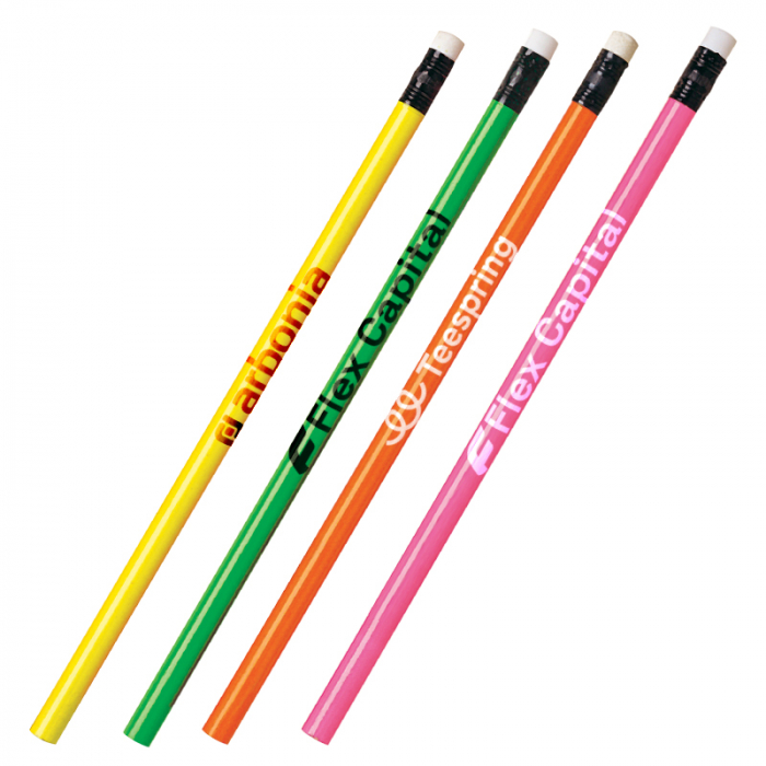 Personalized Neon Buy Write Pencils with High Density White Rubber Erasers