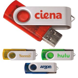 1 GB Translucent Folding USB 2.0 Flash Drives