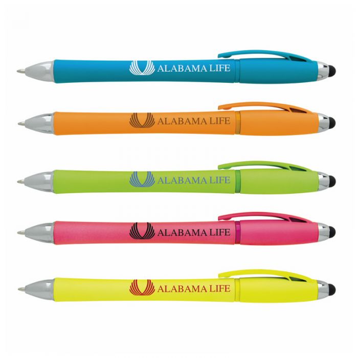 Custom Printed Neon Stylus Highlighter-Pens Combo
