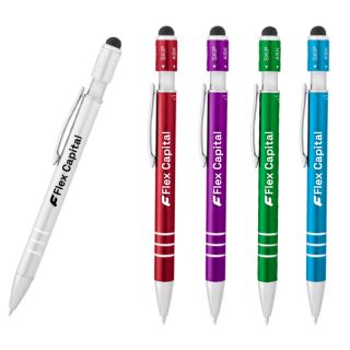 Recycled Aluminum Spin Game Top Pens with Stylus