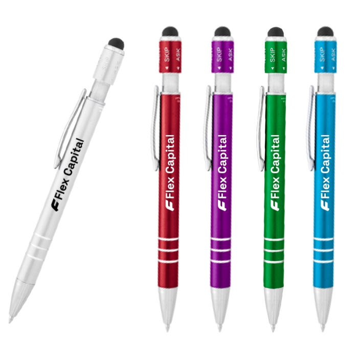 Personalized Recycled Aluminum Spin Game Top Pens with Stylus