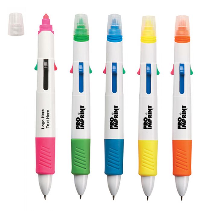 Custom Printed Quatro Pen with Highlighters