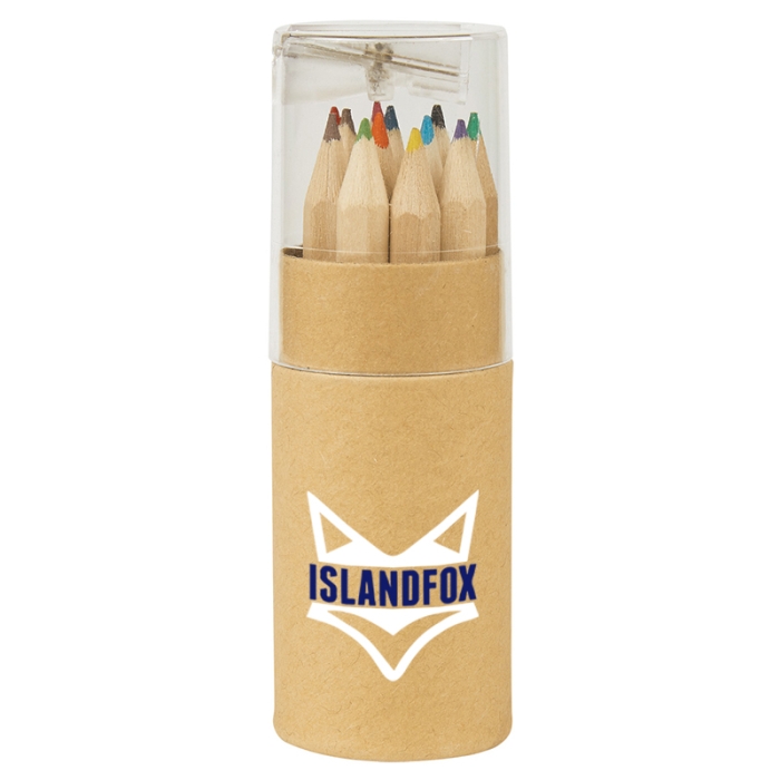Custom Imprinted 12-Piece Colored Pencils Tube with Sharpeners