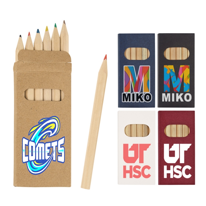 Custom Printed 6-Piece Colored Pencil Sets