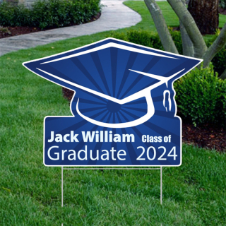 22" x 14" Graduation Hat Shaped Yard Signs - Full Color