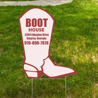 24" x 18" Boot Shaped Yard Signs - Full Color