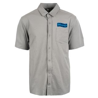 Printed Burnside Perforated Stretch Woven Button-Up