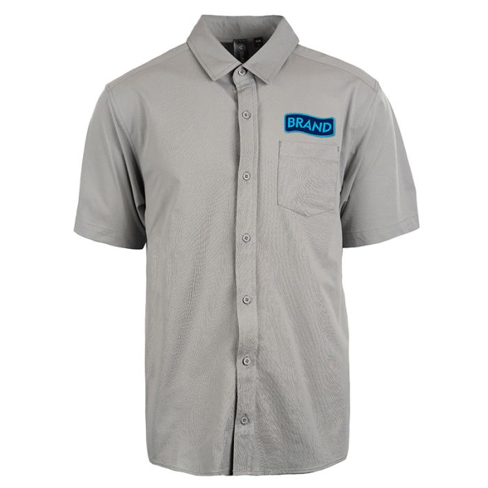 Custom Printed Burnside Perforated Stretch Woven Button-Up