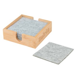 Bamboo and Recycled Felt Coasters Set