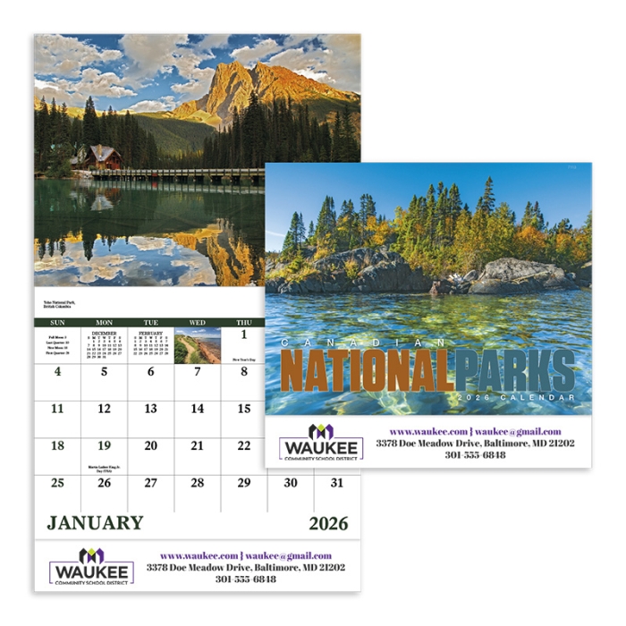 Custom Canadian National Parks Stapled Calendars