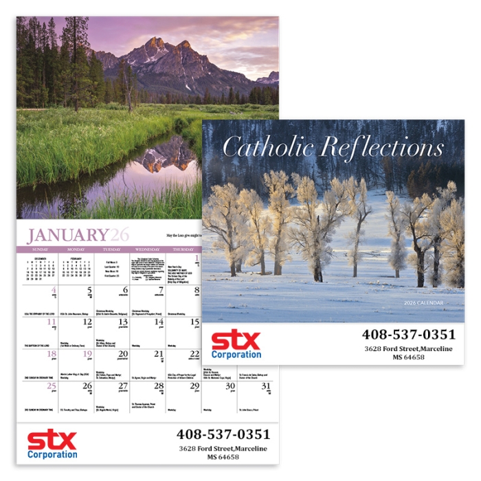 Custom Printed Catholic Reflections Appointment Stapled Wall Calendars