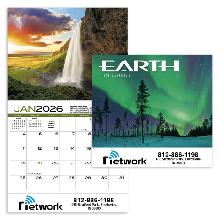 Custom Printed Earth Appointment Stapled Wall Calendars