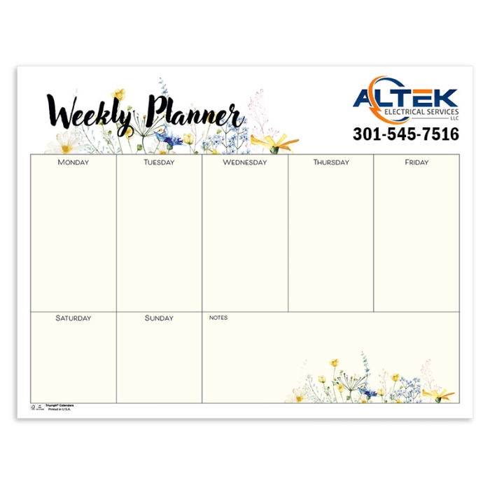 Custom Small Weekly Floral Desk Pads