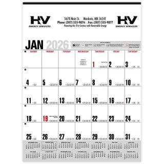 Yearly Record Gray with Red Wall Calendars
