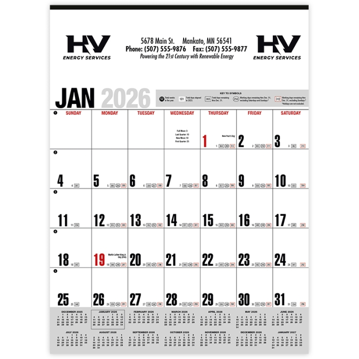 Custom Yearly Record Gray with Red Wall Calendars